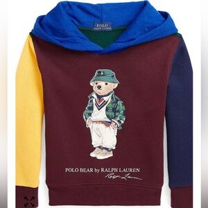 Polo Ralph Lauren Kids Color-Blocked Polo Bear Hoodie – Size Large (boys)